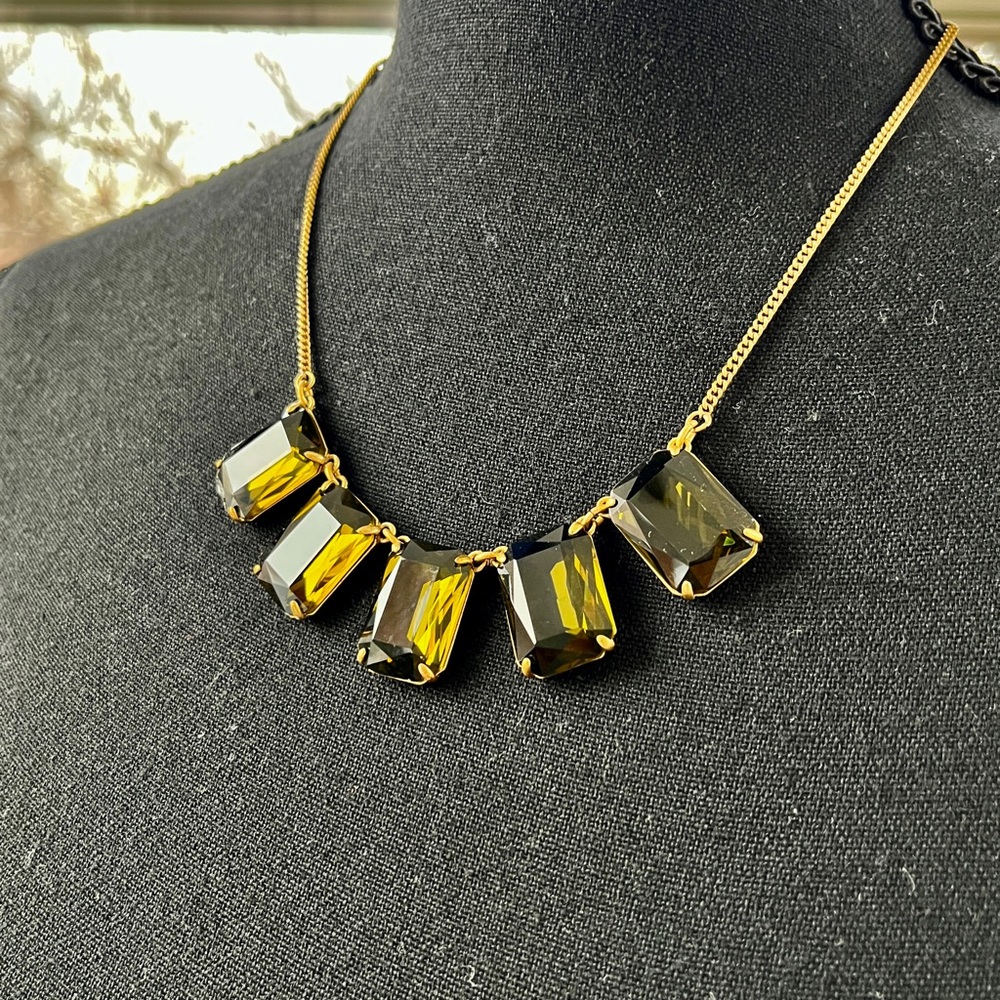 J. Crew Gold-tone Necklace w/ Olive 🫒 Colored Stones